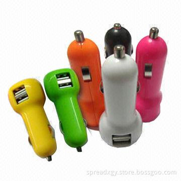 Universal Car Charger, USB 2.0 Interface, 12-24V DC Input, 5V and 500mA-2.1A Output